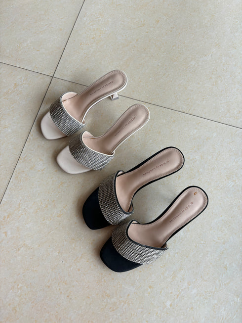 Ladies Rhinestone Embedded Open Toe Heels